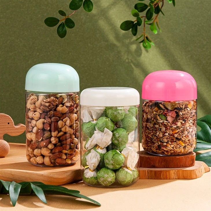550ml Plastic Clear Jars With Pink Caps